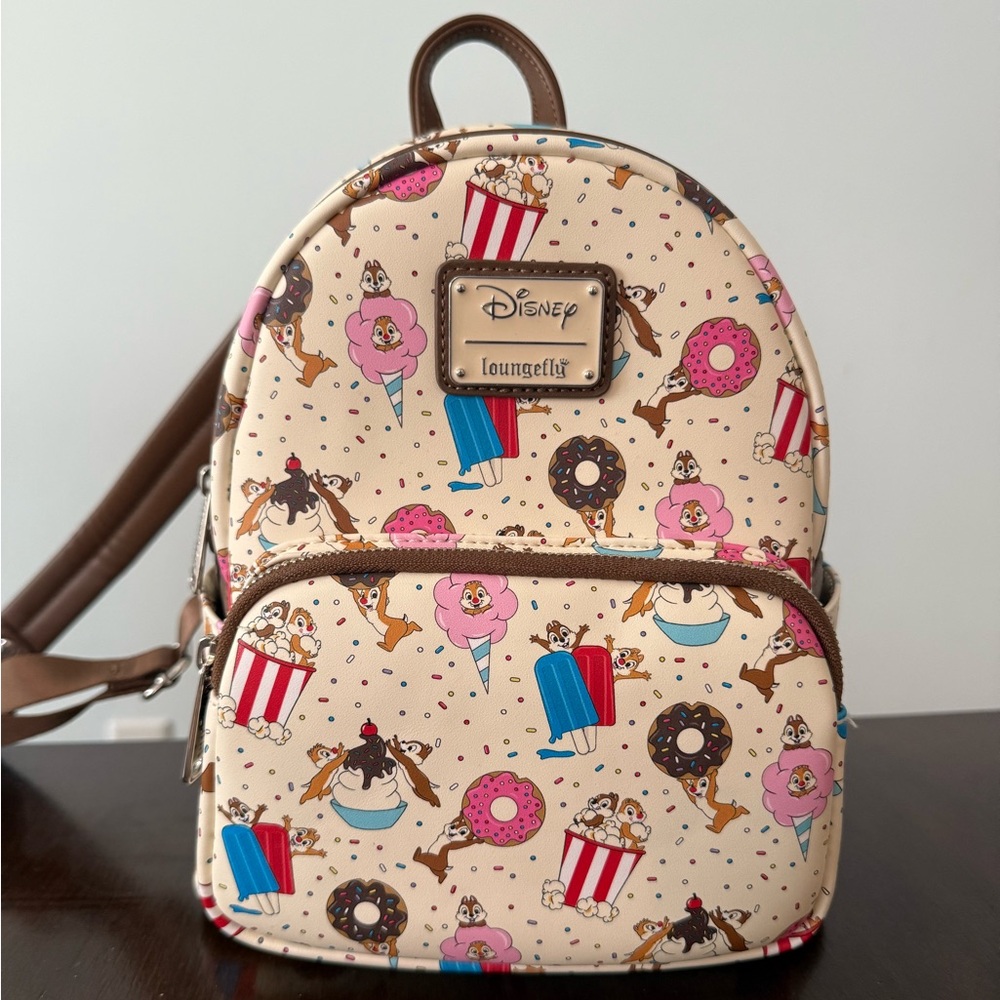 Loungefly Disney Chip & Dale Snackies Backpack - Cream and Brown